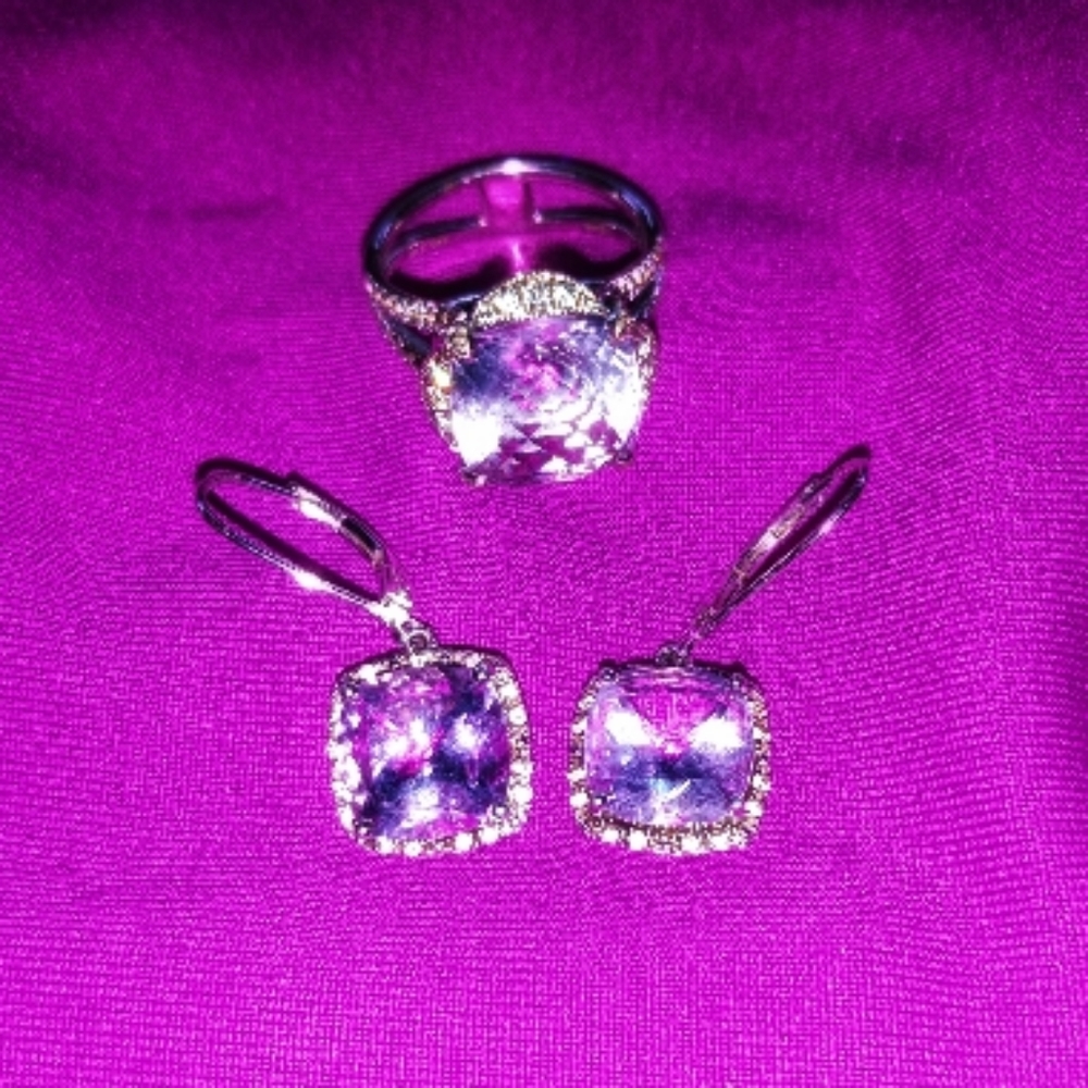 Purple Amethyst Ring & Earrings